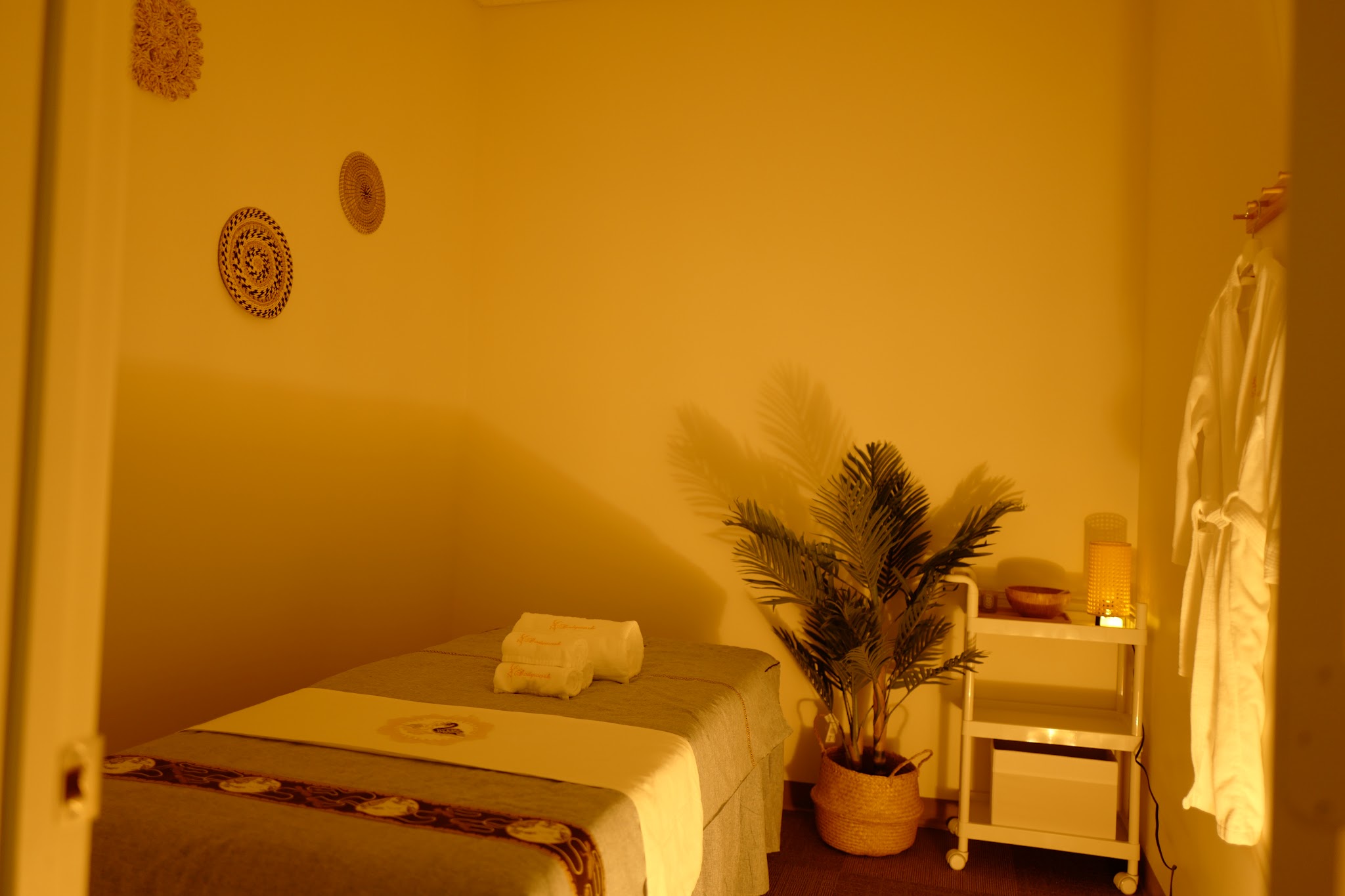 Warm-lit treatment room